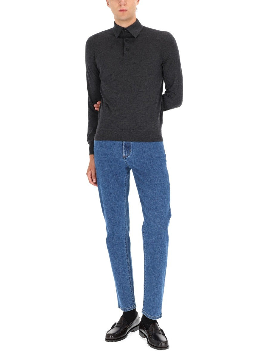 Zegna - Férfi - Fekete - Galléros póló