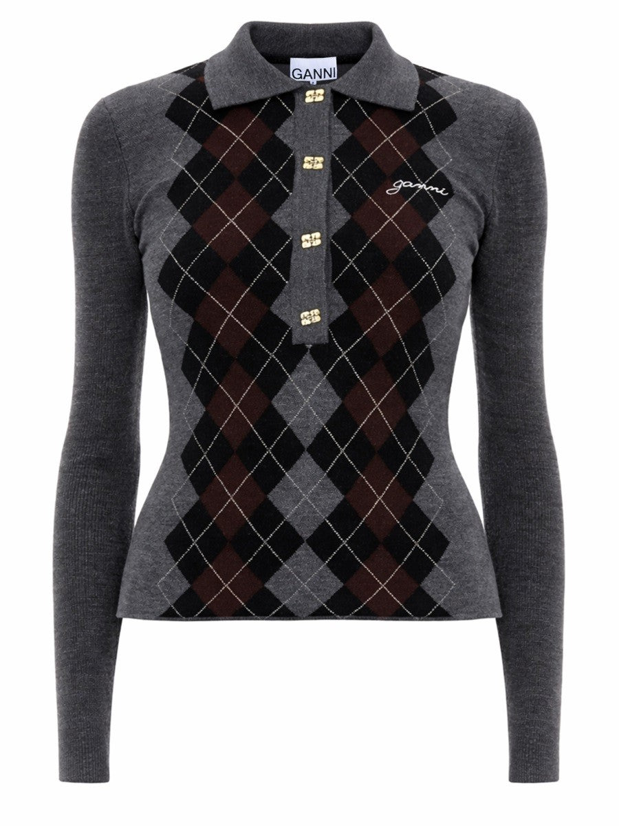 GANNI - Woman - Grey - POLO SHIRT