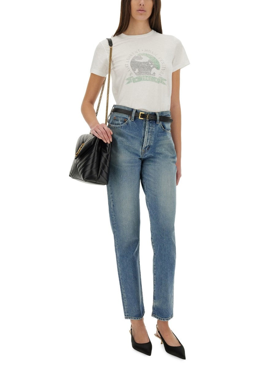 Saint Laurent - Woman - Beige - T-shirt