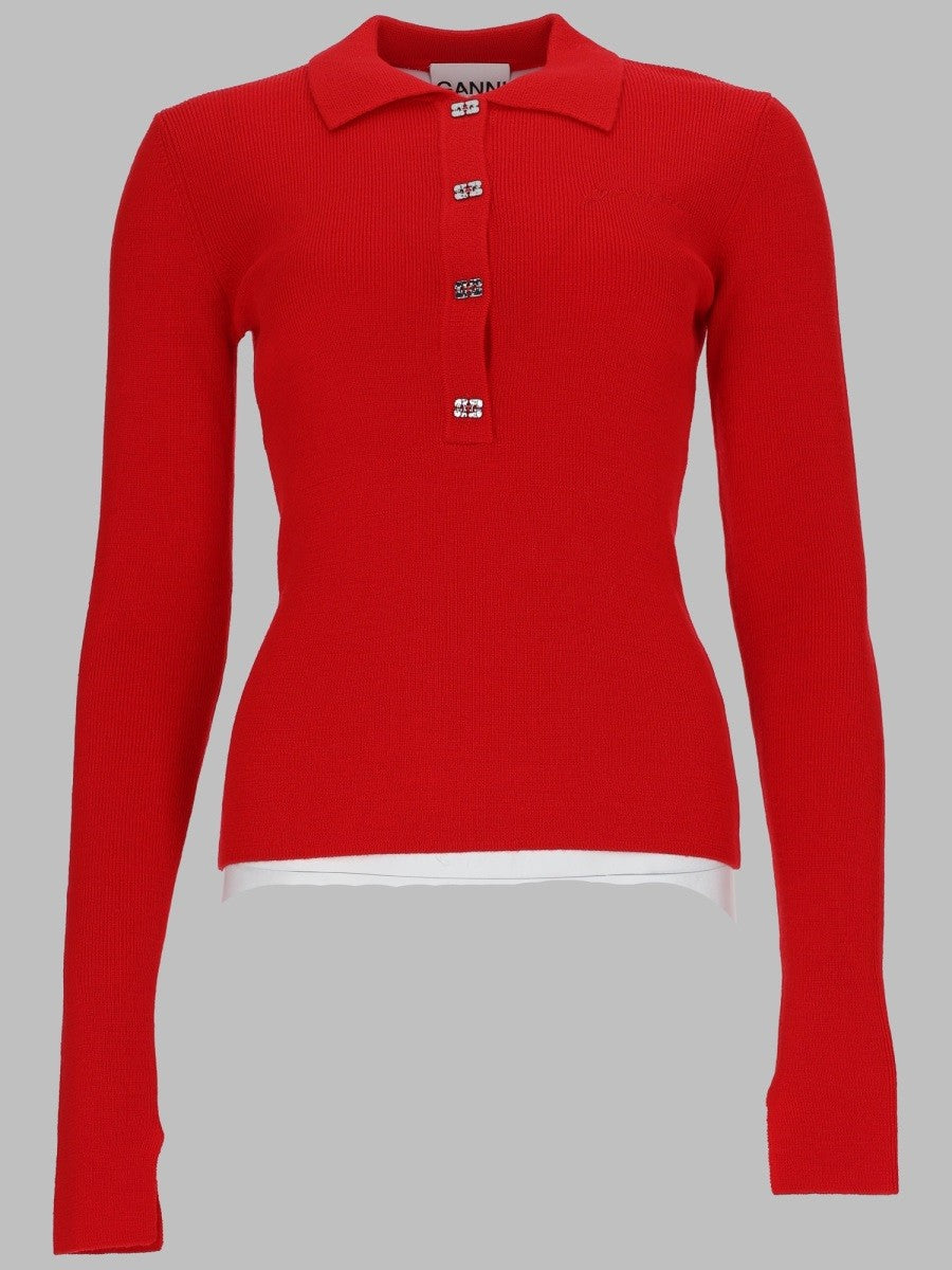 GANNI - Woman - Red - Polo Shirt